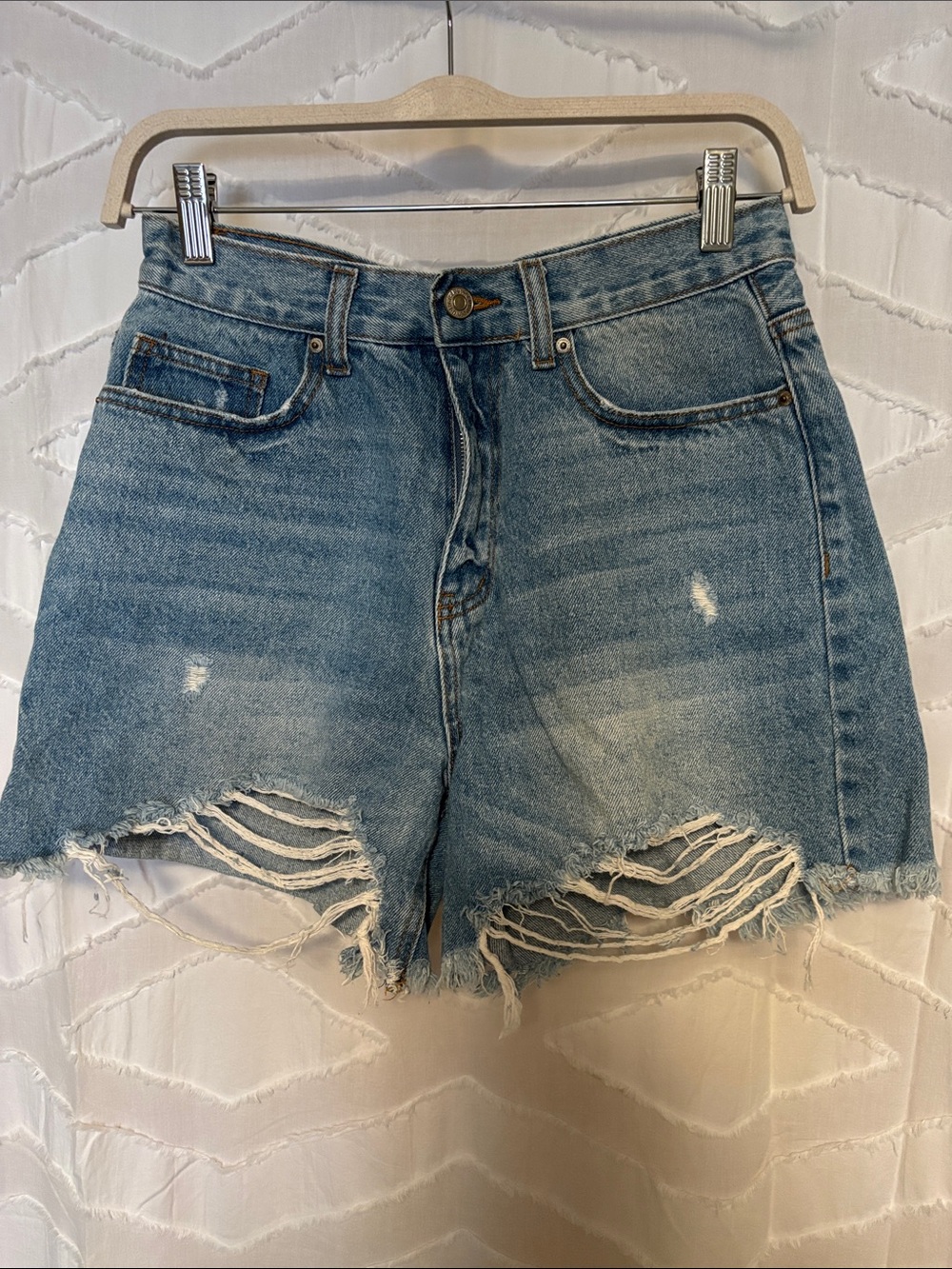 Forever 21 Light Blue Distressed Denim Cutoff Shorts